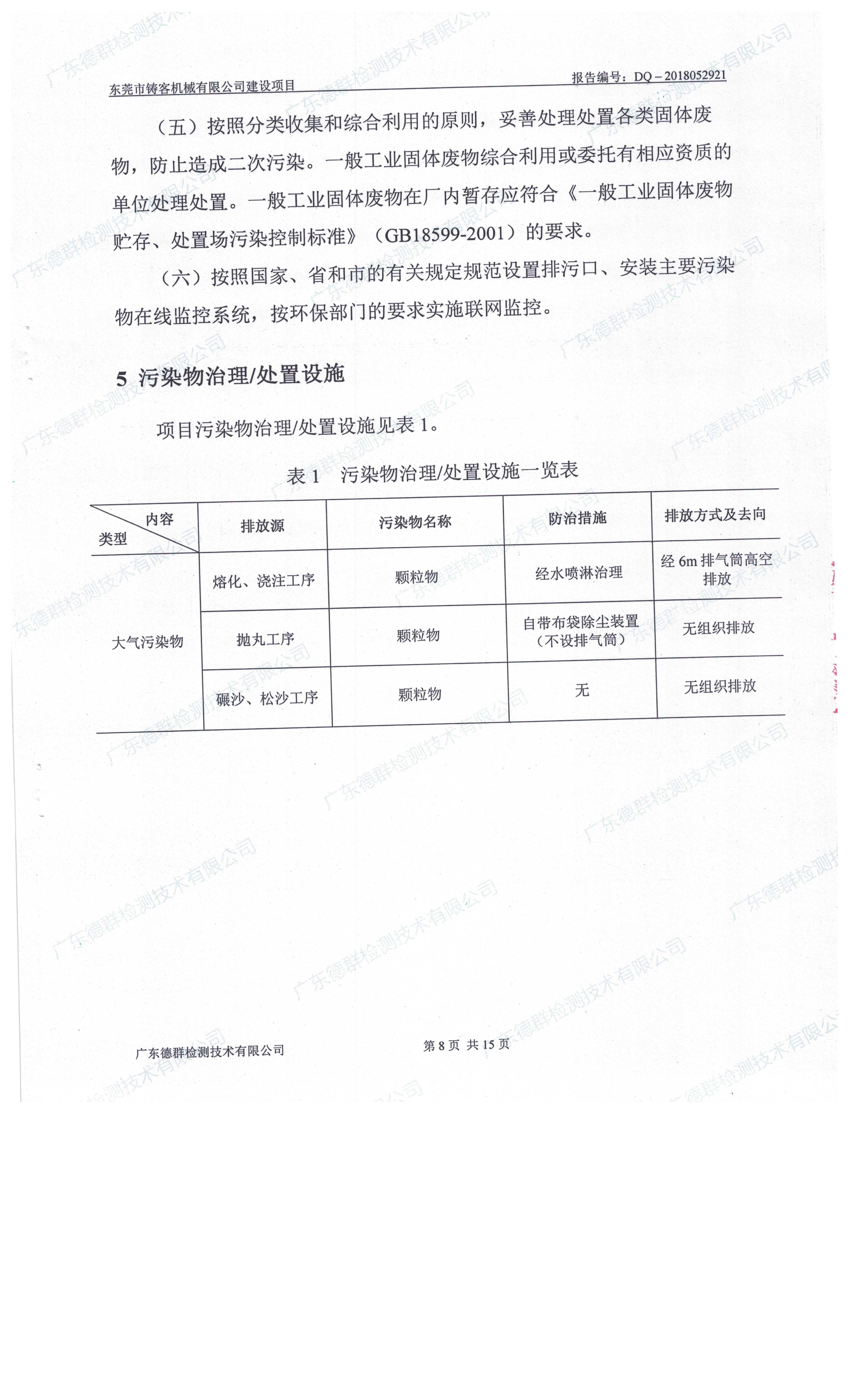 东莞市铸客机械有限公司新建项目自主验收公示