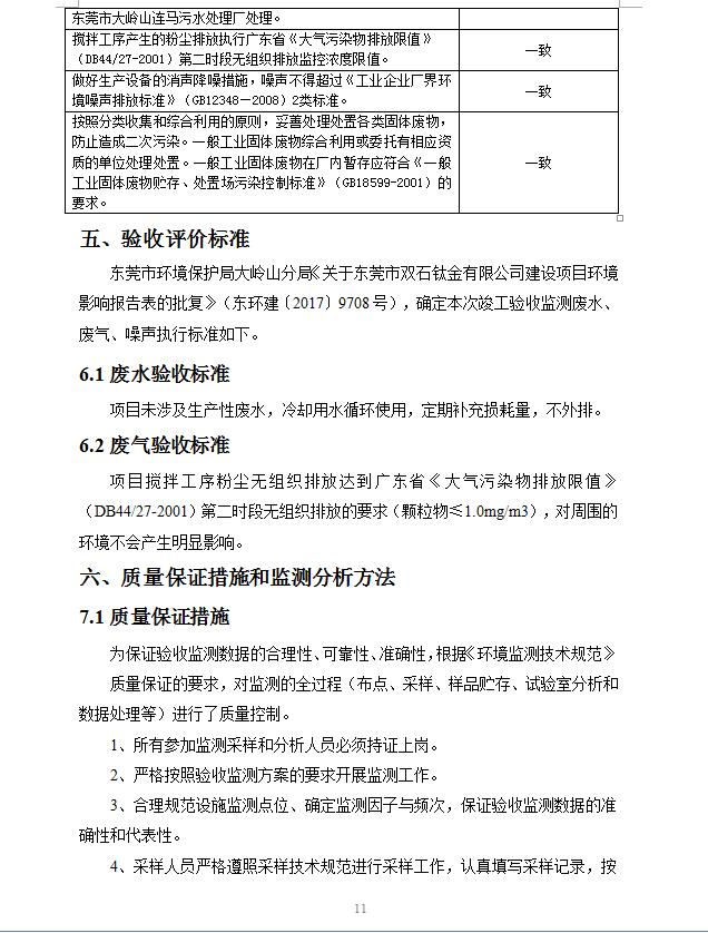 东莞市双石钛金有限公司新建项目竣工环境保护验收公示